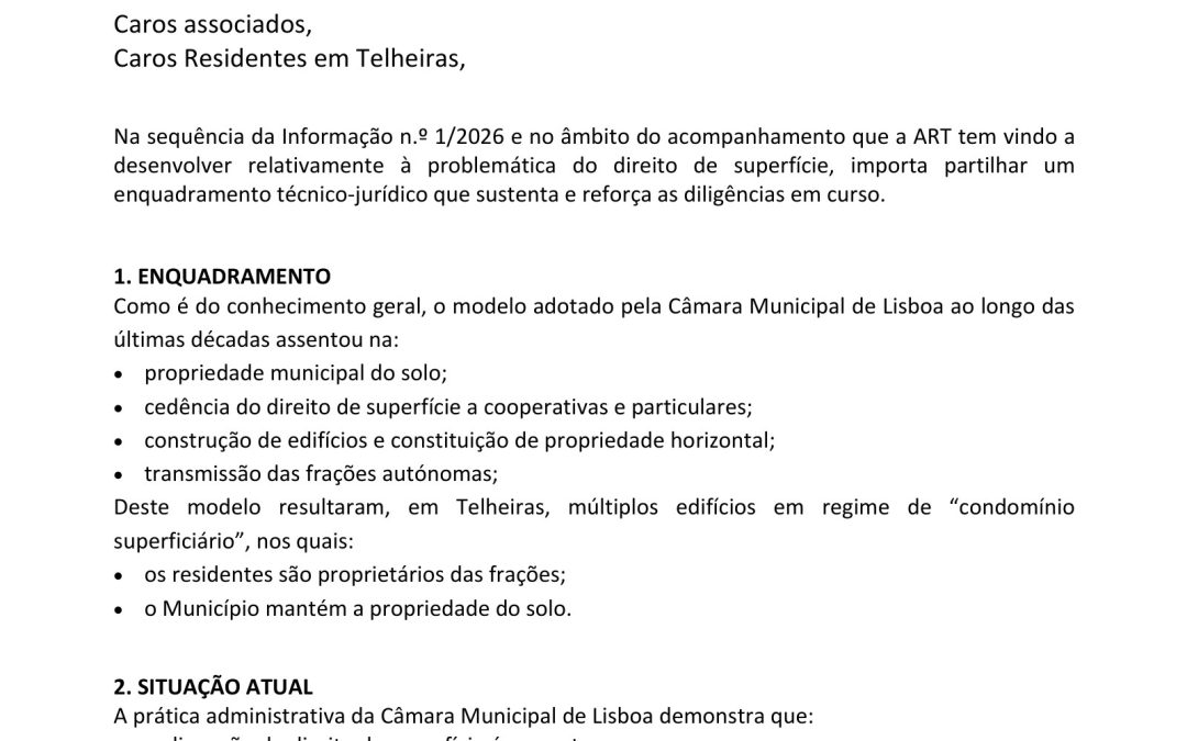 Informação 2/2026 — Conversão do direito de superfície em propriedade plena