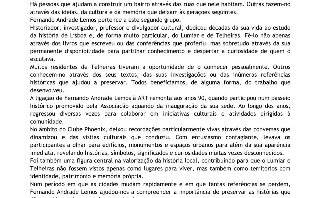 Informação 3/2026 — Homenagem ao Professor Andrade Lemos